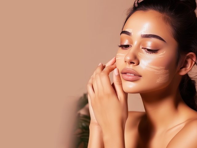 A woman&rsquo;s face marked out ahead of a pigmentation and skin brightening treatment
